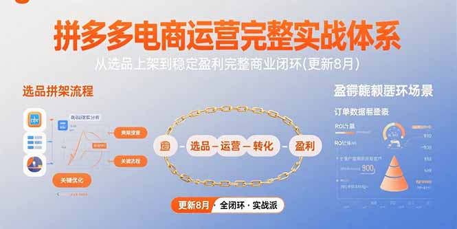 拼多多电商运营完整实战体系，从选品上架到稳定盈利完整商业闭环(更新8月-蜗牛学社