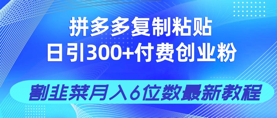 拼多多复制粘贴日引300+付费创业粉，割韭菜月入6位数最新教程！-蜗牛学社
