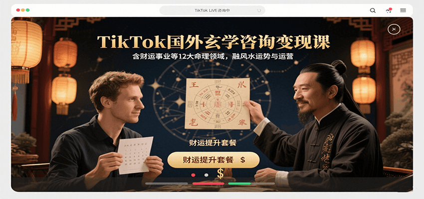TikTok国外玄学咨询变现课,含财运事业等12大命理领域,融风水运势与运营-蜗牛学社