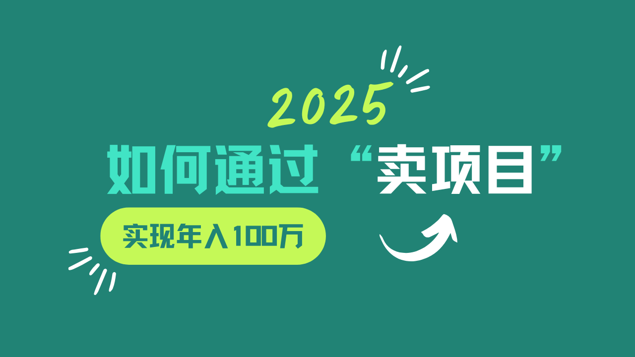 2025年如何通过“卖项目”实现年入100w-蜗牛学社