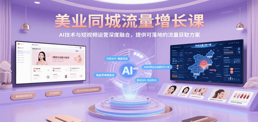 美业同城流量增长课，AI技术与短视频运营深度融合，提供可落地的流量获取方案-蜗牛学社