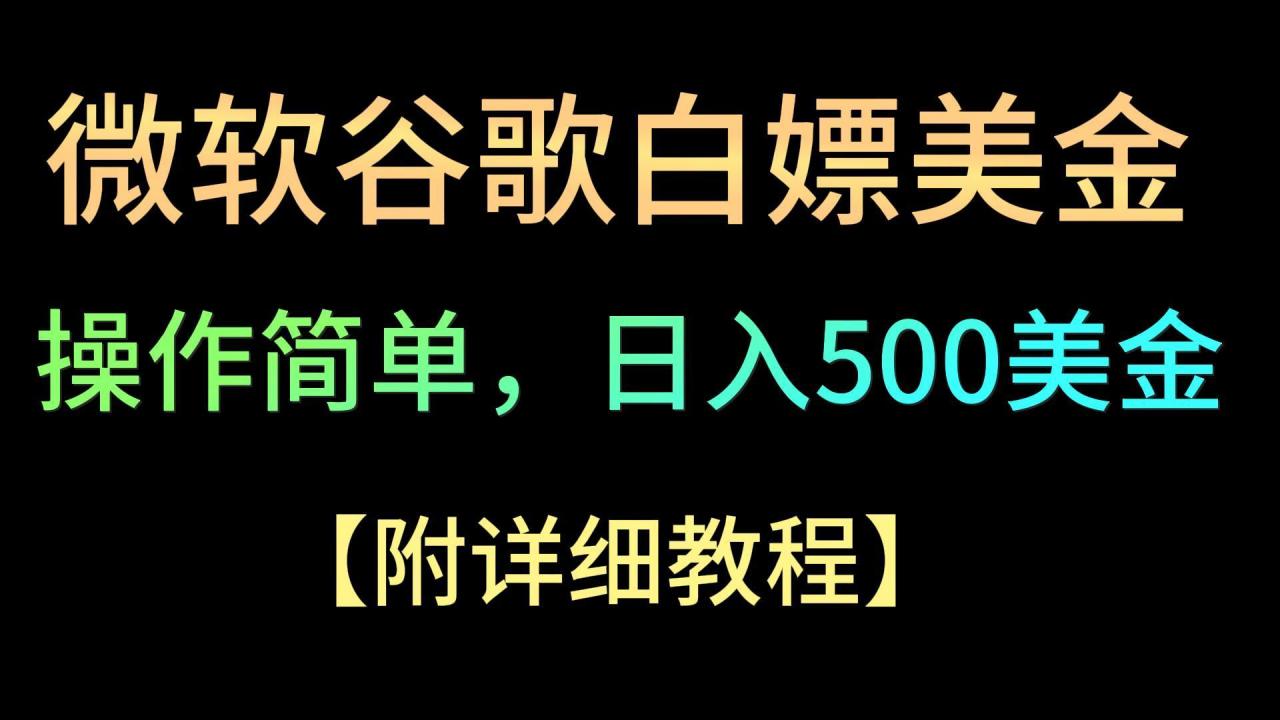 微软谷歌项目3.0,轻松日赚500+美金,操作简单,小白也可轻松入手!-蜗牛学社