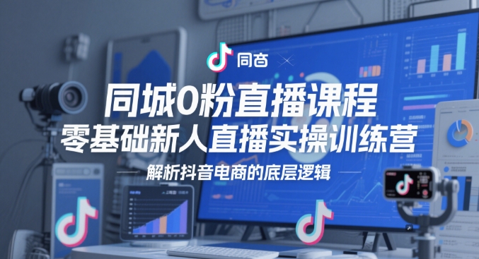 同城0粉直播课程,零基础新人直播实操训练营,解析抖音电商的底层逻辑-蜗牛学社
