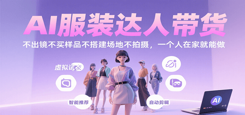 AI服装达人带货，不出镜不买样品不搭建场地不拍摄，一个人在家就能做-蜗牛学社