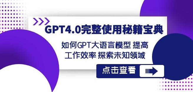 GPT4.0完整使用-秘籍宝典：如何GPT大语言模型提高工作效率探索未知领域-蜗牛学社