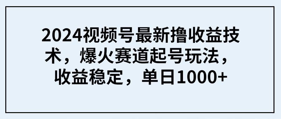 (9651期) 视频号最新撸收益技术，爆火赛道起号玩法，收益稳定，单日1000+