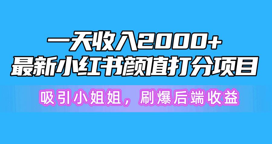 一天收入2000+，最新小红书颜值打分项目，吸引小姐姐，刷爆后端收益-蜗牛学社
