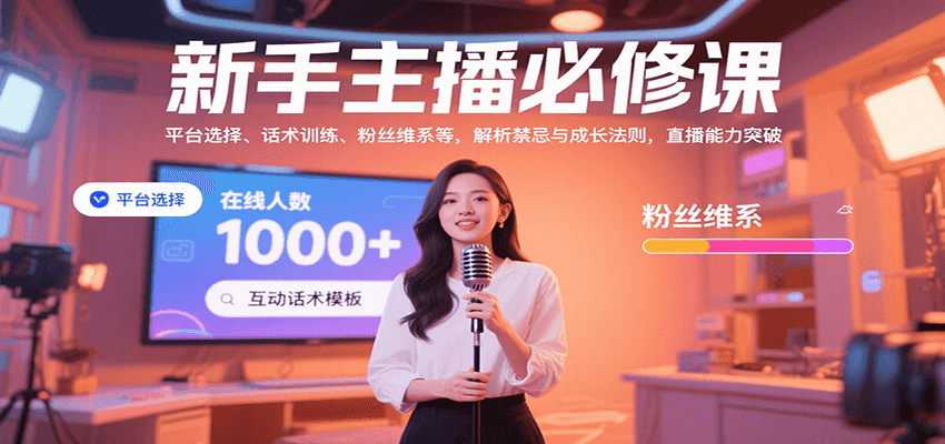 新手主播必修课：平台选择、话术训练、粉丝维系等，解析禁忌与成长法则，突破直播能力-蜗牛学社