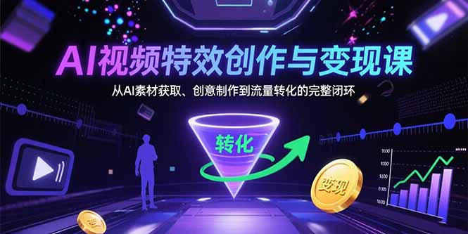 AI视频特效创作与变现课:从AI素材获取、创意制作到流量转化的完整闭环-蜗牛学社