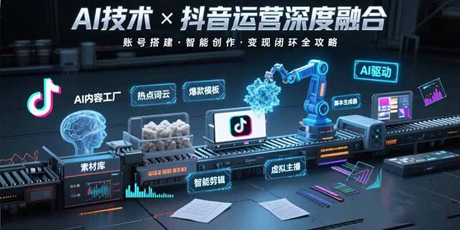 AI技术与抖音运营的深度融合应用：涵盖账号搭建、内容创作、收益变现等-蜗牛学社