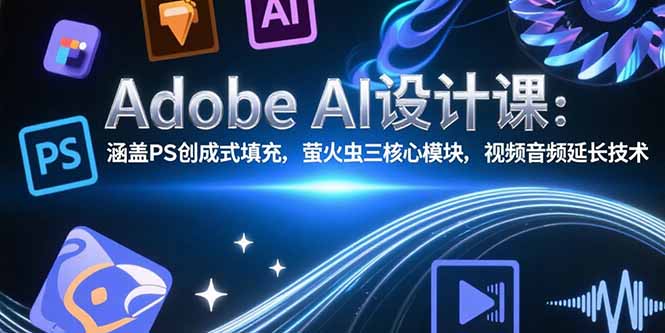 Adobe AI设计课：涵盖PS创成式填充，萤火虫三核心模块，视频音频延长技术-蜗牛学社