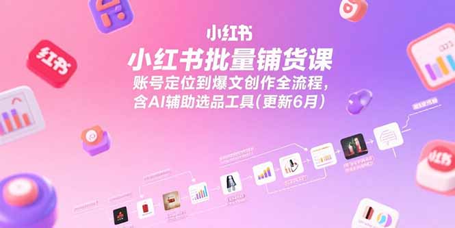 小红书批量铺货课，账号定位到爆文创作全流程，含AI辅助选品工具(更新6月-蜗牛学社