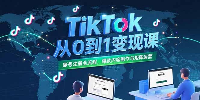 TikTok从0到1变现课,账号注册全流程,爆款内容制作与矩阵运营-蜗牛学社