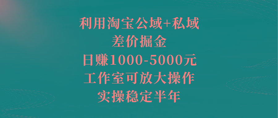 利用淘宝公域+私域差价掘金,日赚1000-5000元,工作室可放大操作,实操…