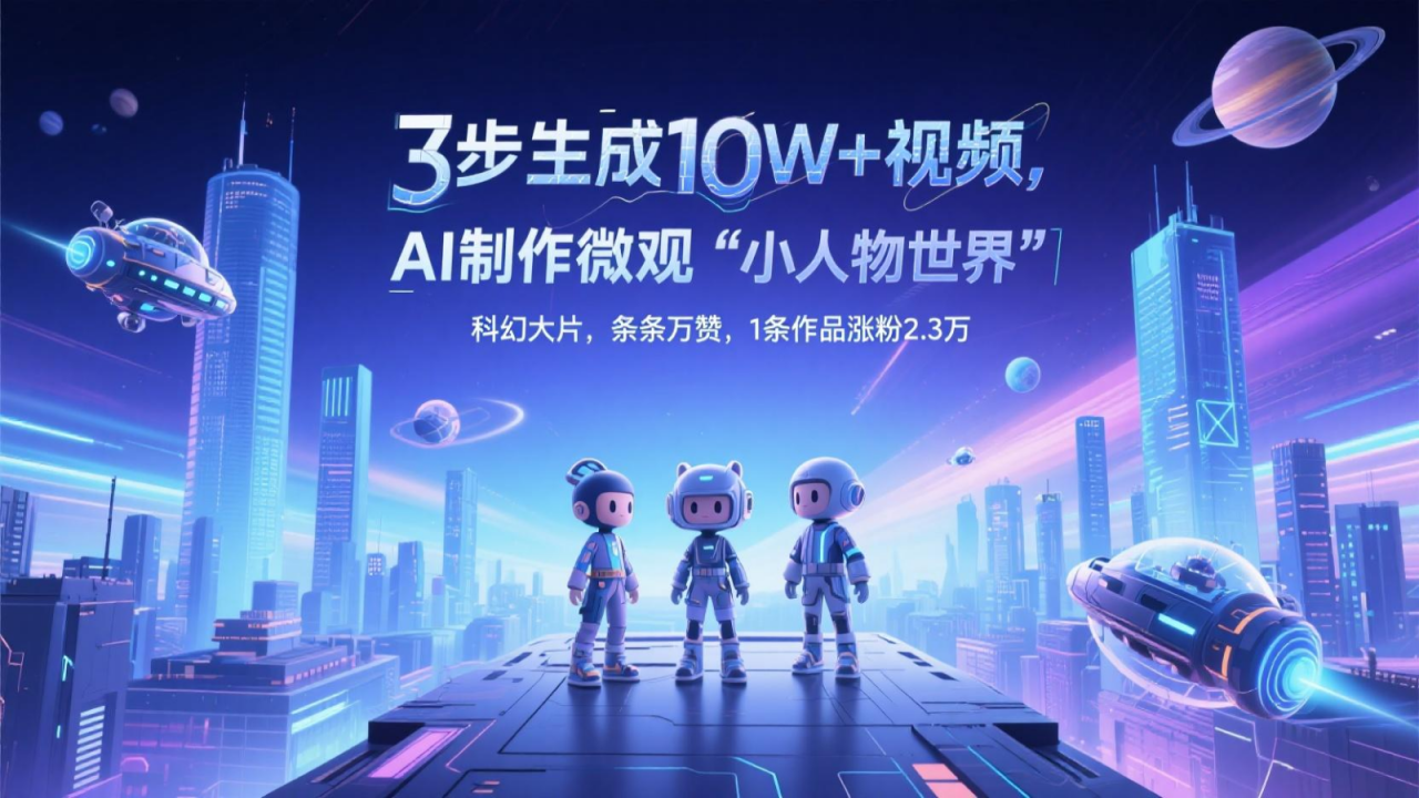三步生成10W+视频,AI制作微观“小人物世界”科幻大片,条条万赞,1条作品涨粉2.3万-蜗牛学社