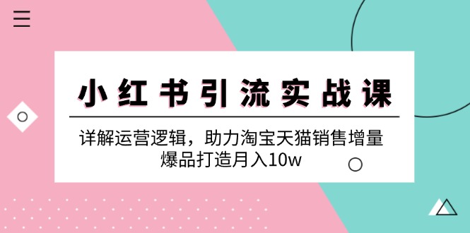 小红书引流实战课：详解运营逻辑，助力淘宝天猫销售增量，爆品打造月入10w-蜗牛学社