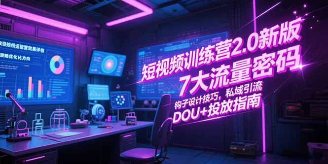 短视频训练营2.0新版，7大流量密码/钩子设计技巧/私域引流/DOU+投放指南-蜗牛学社