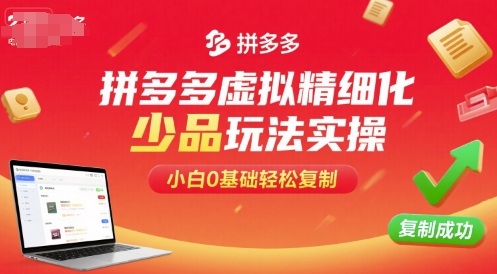 拼多多虚拟精细化少品玩法实操,小白0基础轻松复制-蜗牛学社