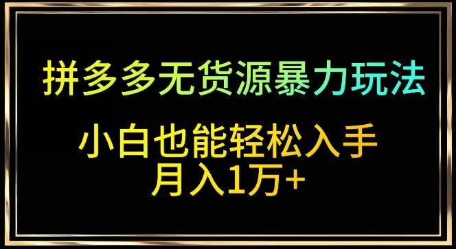 拼多多无货源暴力玩法，全程干货，小白也能轻松入手，月入1万+【揭秘】-蜗牛学社