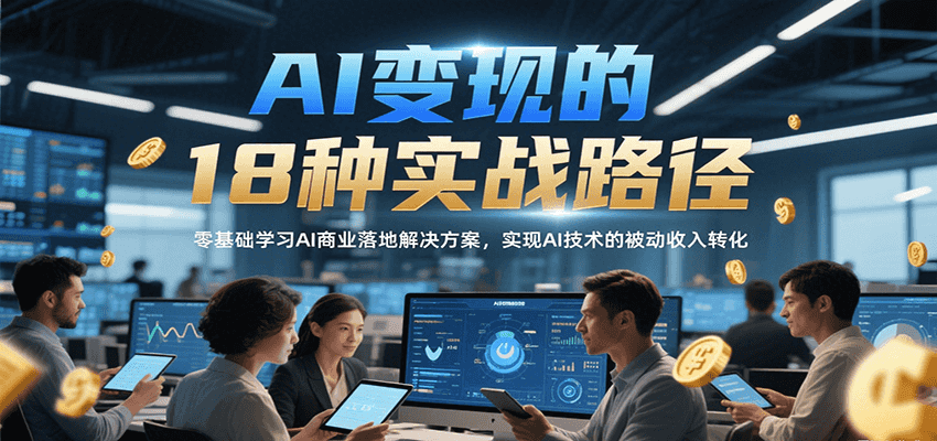 AI变现的18种实战路径，零基础学习AI商业落地解决方案，实现AI技术的被动收入转化-蜗牛学社