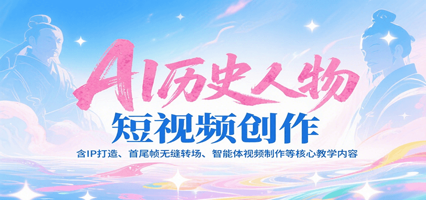 AI历史人物短视频创作，含IP打造、首尾帧无缝转场、智能体视频制作等核心教学内容-蜗牛学社