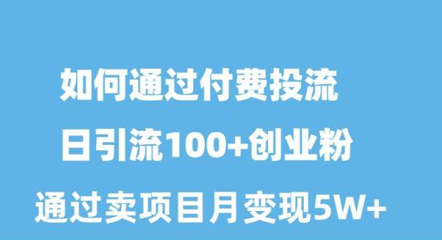 如何通过付费投流日引流100+创业粉月变现5W+-蜗牛学社