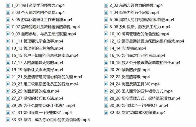 管理者必学的领导力课：教你解决团队沟通和激励难题(33节课)