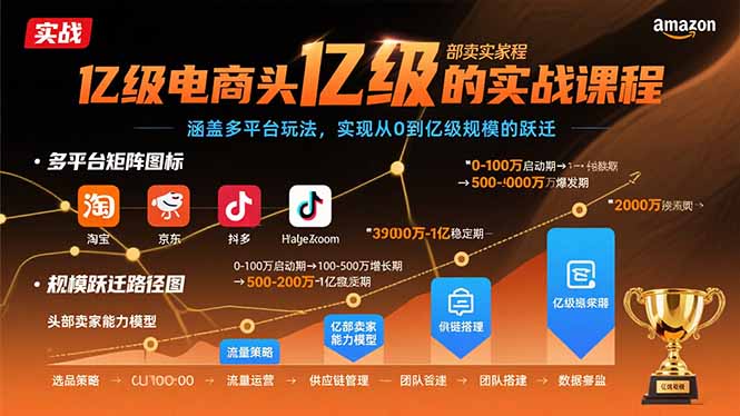 亿级电商头部卖家的实战课程：涵盖多平台玩法，实现从0到亿级规模的跃迁-蜗牛学社