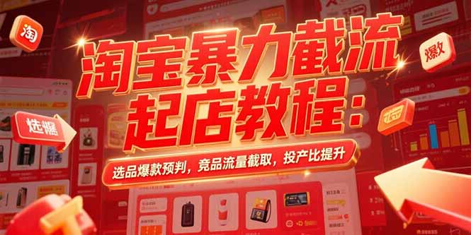 淘宝暴力截流起店教程:选品爆款预判,竞品流量截取,投产比提升-蜗牛学社