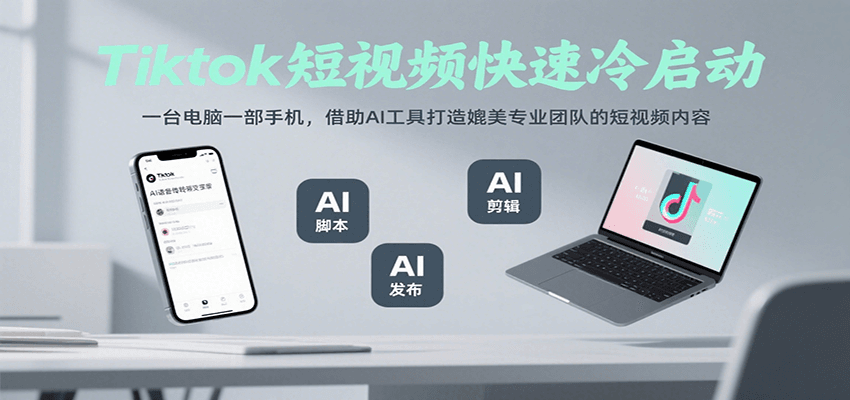 Tiktok短视频快速冷启动，一台电脑一部手机，借助AI工具打造媲美专业团队的短视频内容-蜗牛学社