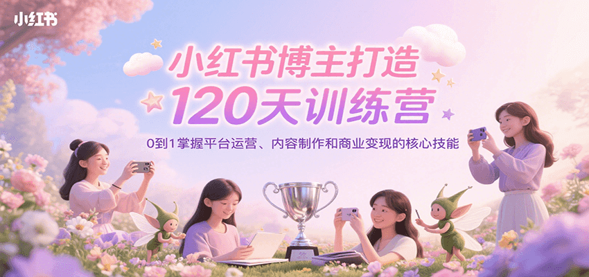 小红书博主打造120天训练营,0到1掌握平台运营、内容制作和商业变现-蜗牛学社