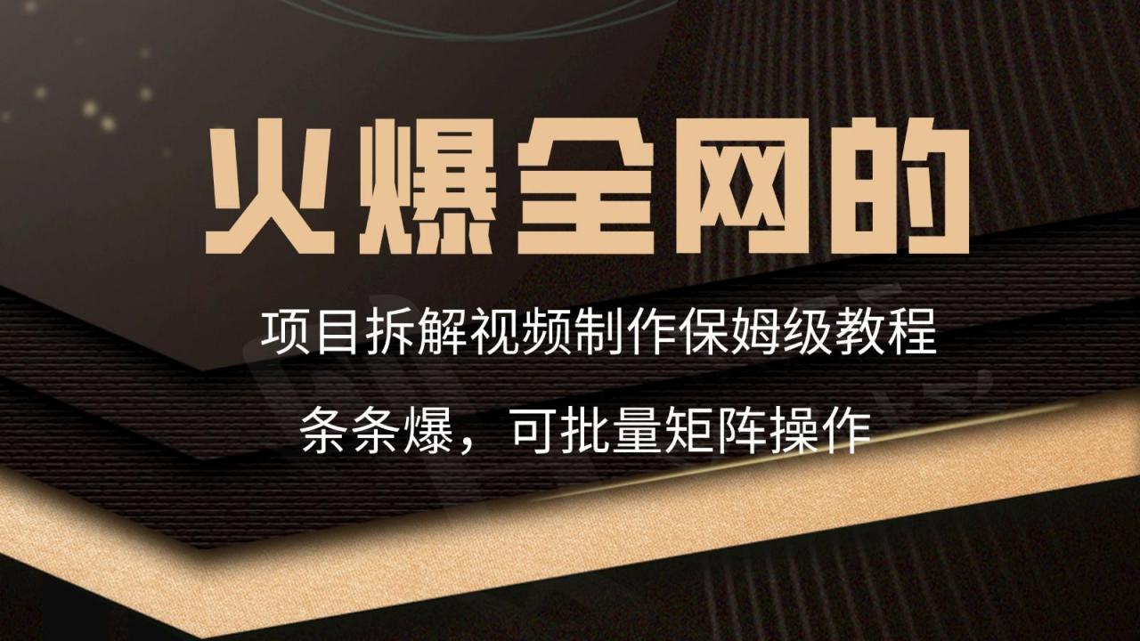 火爆全网的项目拆解类视频如何制作,条条爆,保姆级教程-蜗牛学社