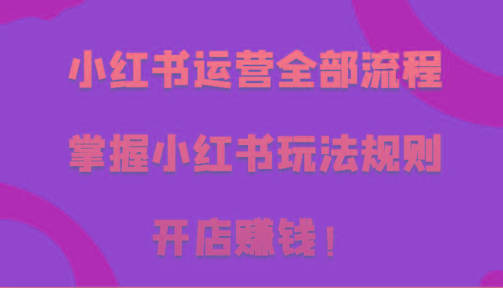小红书运营全部流程,掌握小红书玩法规则,开店赚钱!-蜗牛学社