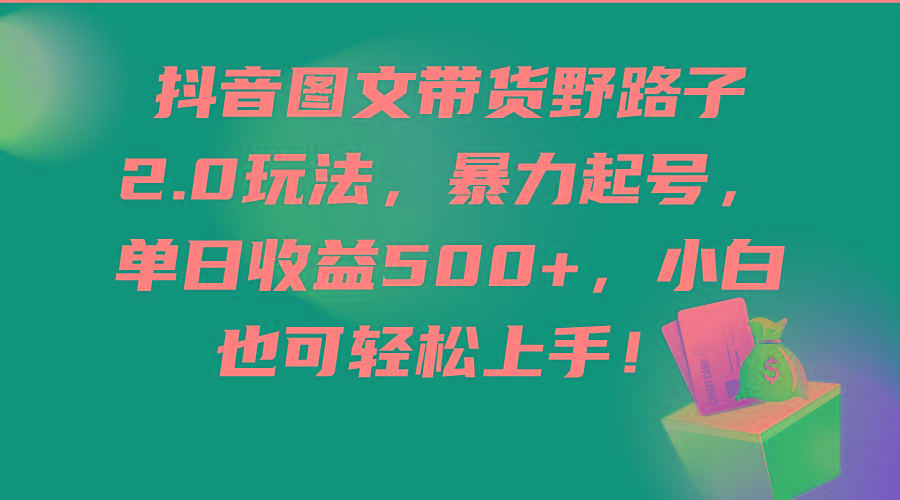 (9790期)抖音图文带货野路子2.0玩法,暴力起号,单日收益500+,小白也可轻松上手!