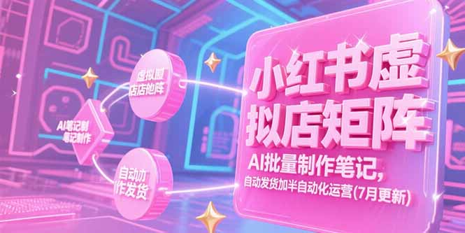 小红书虚拟店矩阵，AI批量制作笔记，自动发货加半自动化运营(7月更新-蜗牛学社
