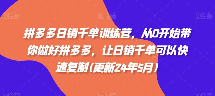 拼多多日销千单训练营,从0开始带你做好拼多多,让日销千单可以快速复制(更新25年6月)-蜗牛学社