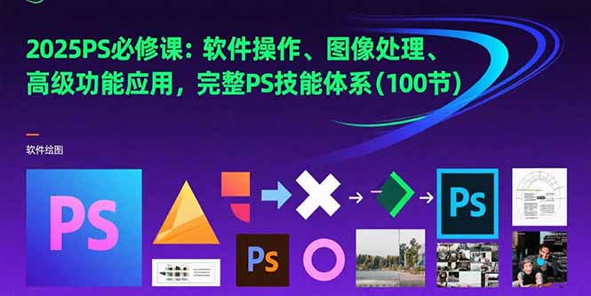2025PS必修课：软件操作、图像处理、高级功能应用，完整PS技能体系(100节-蜗牛学社