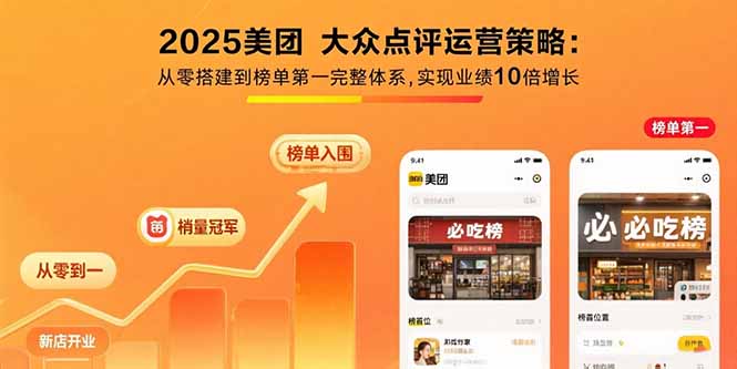 2025美团 大众点评运营策略:从零搭建到榜单第一完整体系,实现业绩10倍增长-蜗牛学社