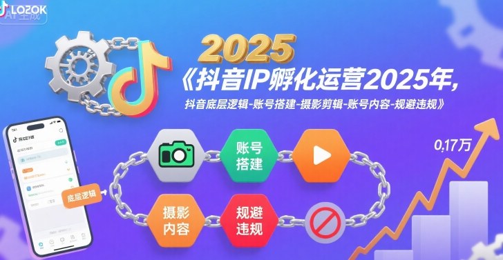 抖音IP孵化运营2025年，抖音底层逻辑-账号搭建-摄影剪辑-账号内容-规避违规-蜗牛学社