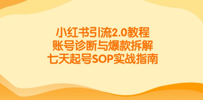 小红书引流2.0教程,账号诊断与爆款拆解,七天起号SOP实战指南