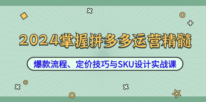 掌握拼多多运营精髓：爆款流程、定价技巧与SKU设计实战课