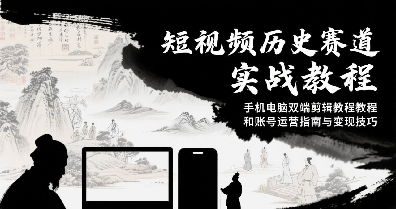 短视频历史赛道实战教程,手机电脑双端剪辑教程和账号运营指南与变现技巧-蜗牛学社