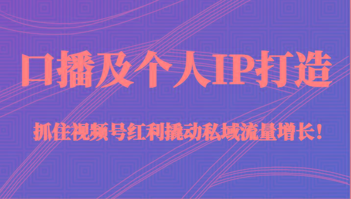 口播及个人IP打造,抓住视频号红利撬动私域流量增长!(45节课)-蜗牛学社