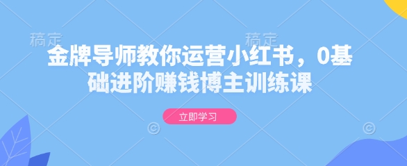 金牌导师教你运营小红书，0基础进阶赚钱博主训练课-蜗牛学社
