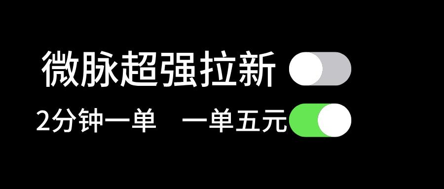 微脉超强拉新, 两分钟1单, 一单利润5块,适合小白