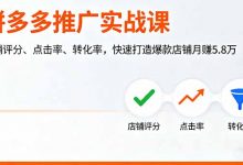 拼多多推广实战课,店铺评分、点击率、转化率,快速打造爆款店铺月赚5.8万-蜗牛学社