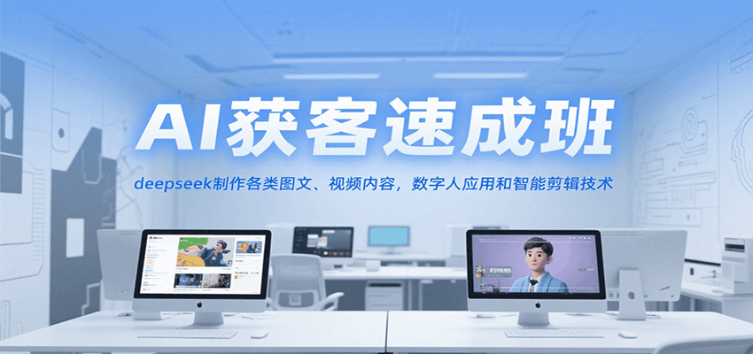 AI获客速成班，deepseek制作各类图文、视频内容，数字人应用和智能剪辑技术-蜗牛学社