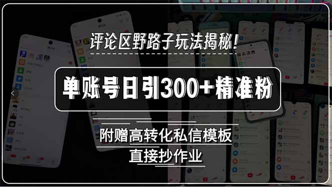 评论区野路子玩法揭秘！单账号日引300+精准粉，附赠高转化私信模板，直…-蜗牛学社