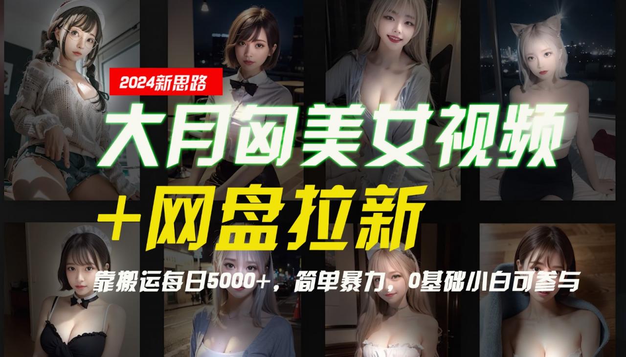 【新思路】大月匈美女视频+网盘拉新，靠搬运每日5000+，简单暴力，0基础小白可参与-蜗牛学社