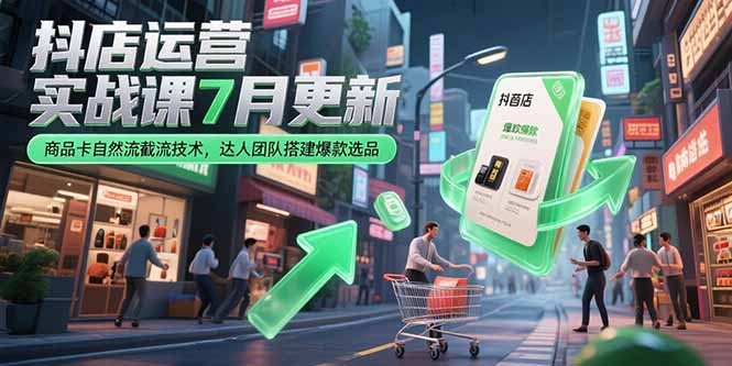 抖店运营实战课7月更新，商品卡自然流截流技术，达人团队搭建爆款选品-蜗牛学社